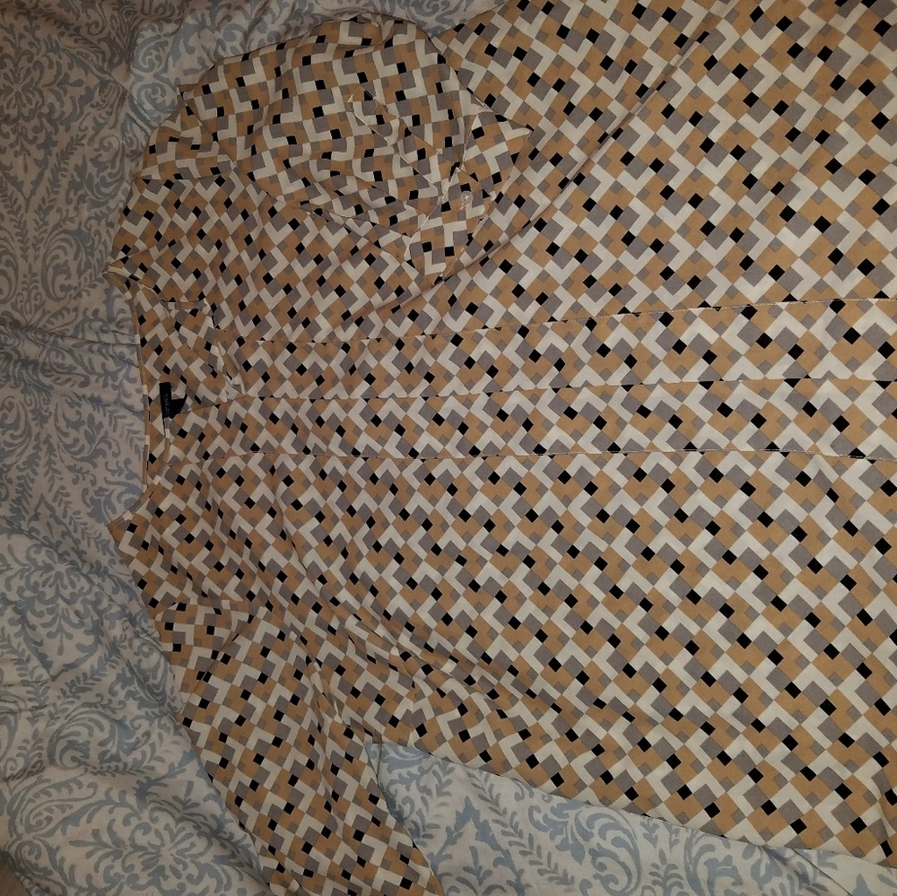 Lands End Neutral Geometric Tunic 1X